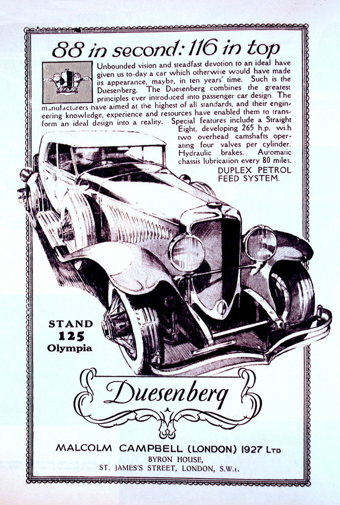 1927 Duesenberg Auto Advertising